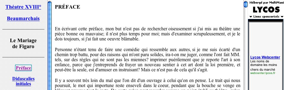 Page du Mariage de Figaro de Beaumarchais