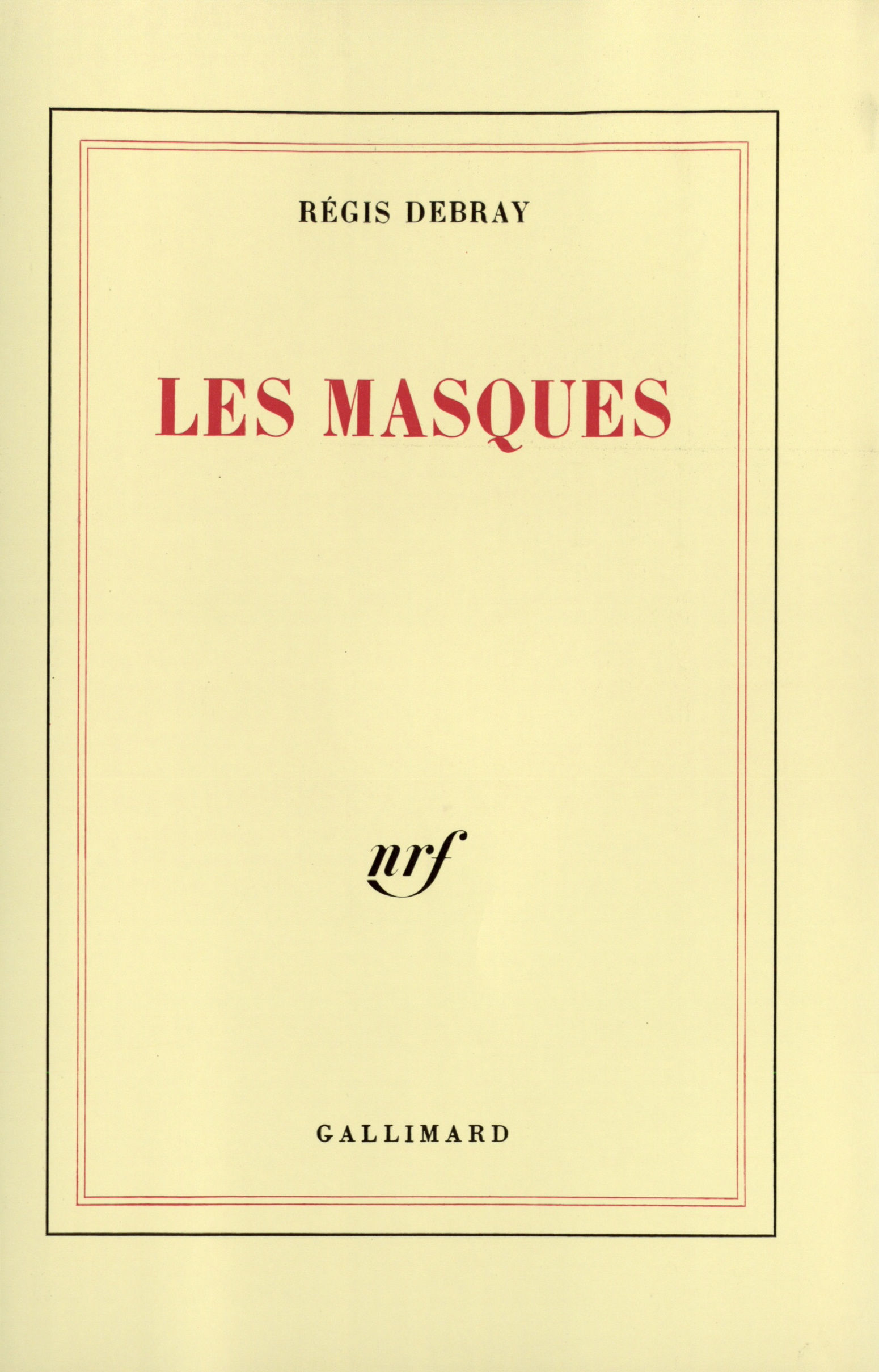 R�gis Debray, lees Masques, 1987, couverture
