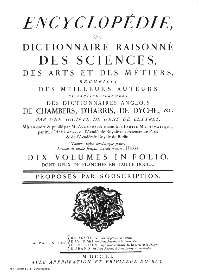 Page de titre de l'Encycopedie