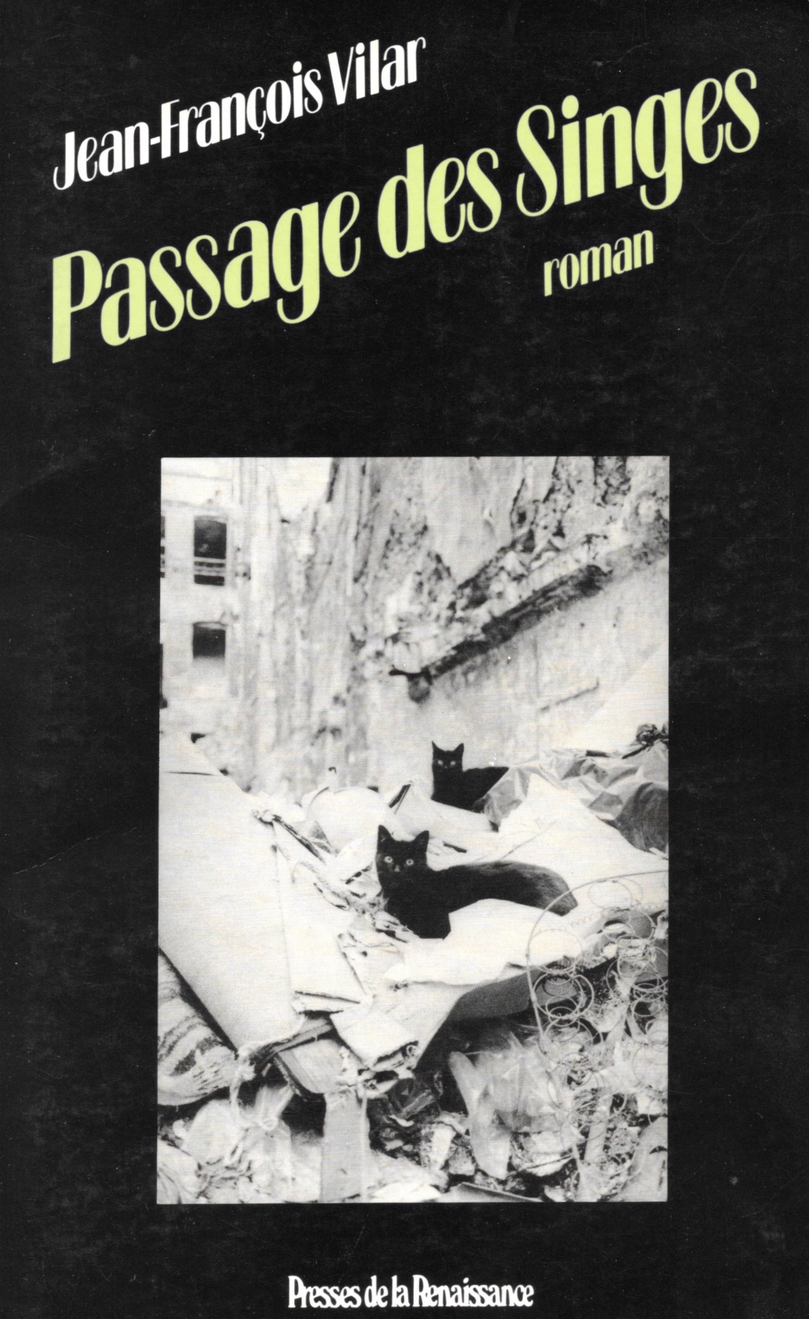 Jean-Fran&ccedil;ois Vilar, Passage des singes, 1983, couverture